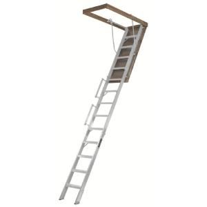 Louisville Ladder Everest 10 ft.   12 ft., 25.5 x 63 in. Aluminum Attic Ladder with 350 lb. Load Capacity AL258P