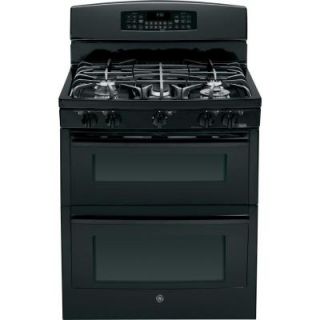 GE Profile 6.8 cu. ft. Double Oven Gas Range with Self Cleaning Convection Lower Oven in Black PGB950DEFBB