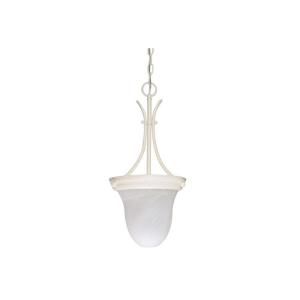 Glomar 1 Light Textured White Pendant with Alabaster Glass Bell HD 397