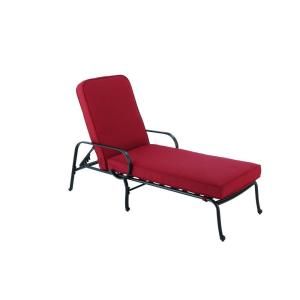 Hampton Bay Fall River Adjustable Patio Chaise Lounge with Dragon Fruit Cushion DY11034 C R
