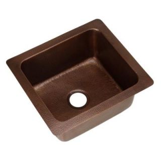 ECOSINKS Dual Mount Hand Hammered Solid Copper 21.5x19.5x10 in. 0 Hole Single Bowl Kitchen Sink K1U 2220AH