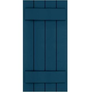 Winworks Wood Composite 15 in. x 32 in. Board and Batten Shutters Pair #637 Deep Sea Blue 71532637