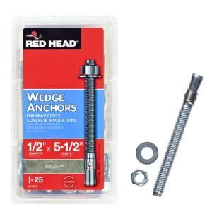 Red Head 1/2 in. x 5 1/2 in. Steel Hex Nut Head Solid Concrete Wedge Anchors (25 Pack) 11273