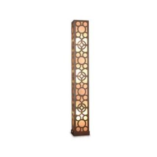 Jeffan Sumba 65 in. Dark Brown Square Floor Lamp Handcarved Interconnecting Circle Design DISCONTINUED LM 1770A
