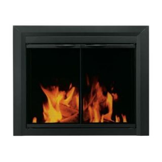 Pleasant Hearth Carlisle Small Black Cabinet Style Glass Fireplace Doors CL 3000