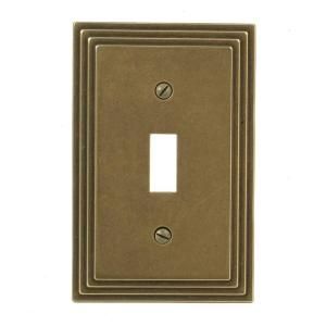 Amerelle Steps 1 Toggle Wall Plate   Rustic Brass 84TRB