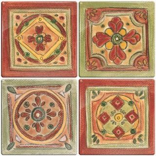 Smart Tiles 3 11/16 in. x 3 11/16 in. Multi Colored Peel and Stick New Mexico Motif Decorative Wall Tile (4 Pack)   DISCONTINUED 2035S