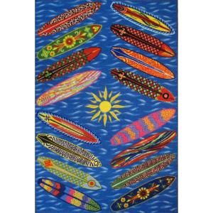 LA Rug Inc. Surf Time Go Surfing Multi Colored 39 in. x 58 in. Accent Rug ST 22 3958