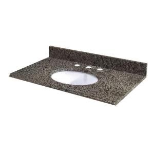 Pegasus 25 in. W Granite Vanity Top with white bowl and 8 in. faucet spread in Quadro 25829