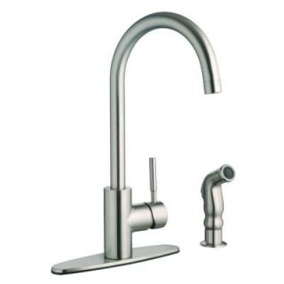 Design House Springport Single Handle Side Sprayer Kitchen Faucet in Satin Nickel 523183