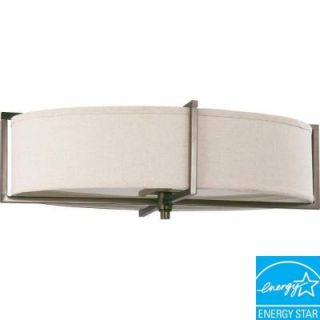 Glomar 6 Light Oval Flush with Khaki Fabric Shade Finished in Hazel Bronze   (6) 13 W GU24 Lamps Included HD 4049