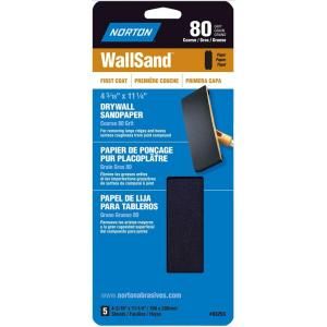 Norton WallSand 4 3/16 in. x 11 1/4 in. 80 Grit Drywall Sandpaper Sheets 03253