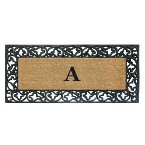 Creative Accents Acanthus Border 24 in. x 57 in. Rubber Coir Monogrammed A Door Mat 18020A