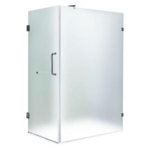 Vigo 34 in. x 73 in. Frameless Pivot Shower Enclosure in Chrome and Frosted Glass VG6012CHMT36R