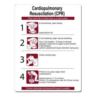 Lynch Sign 16 in. x 21 in. Burgundy on White Plastic CPR Instructions Sign CPR  1