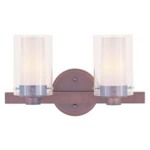 Filament Design Providence 2 Light 8.75 in. Vintage Bronze Finish Clear Outside Glass and Opal Inside Glass Bath Vanity CLI MEN1542 70