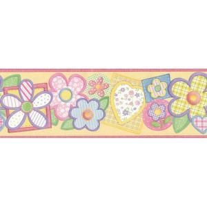 The Wallpaper Company 6.83 in. x 15 ft. Yellow Flower Patch Border DISCONTINUED WC1285002