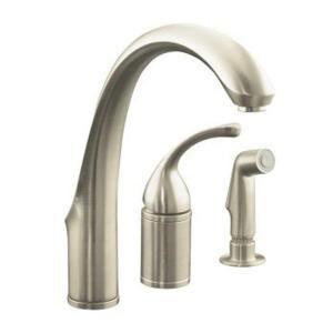 KOHLER Forte Single Control Remote Valve Kitchen Sink Faucet with Sidespray and Lever Handle in Brushed Nickel 10430 BN