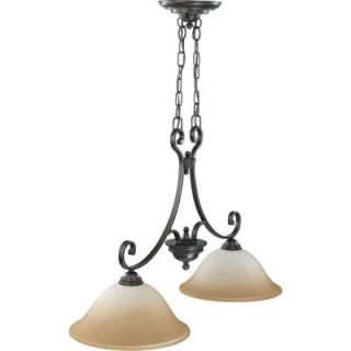 Glomar Montgomery 2 Light Trestle withChampagne Linen Glass Finished in Sudbury Bronze HD 2746