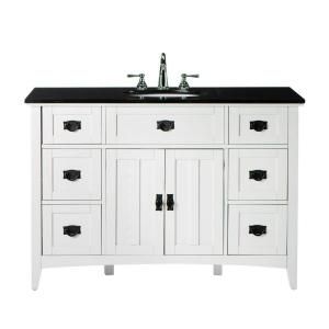 Home Decorators Collection Artisan 48 in. W x 20 1/2 in. D Six Drawer Bath Vanity in White with Granite Vanity Top in Black 0426310410