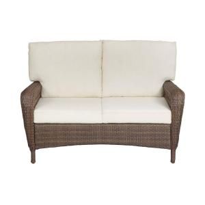 Martha Stewart Living Charlottetown Brown All Weather Wicker Patio Loveseat with Bare Cushion 55 509556/3