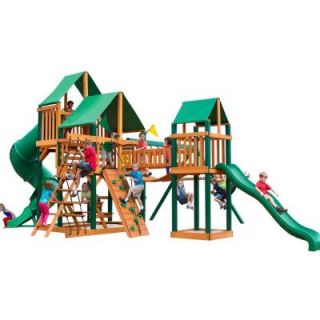 Gorilla Playsets Treasure Trove w/ Timber Shield & Deluxe Green Vinyl Canopy Cedar Play Set 01 1021 1