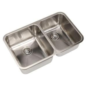 American Standard Prevoir Undermount Brushed Stainless Steel 29.875x18.75x9 0 Hole Double Bowl Kitchen Sink 14CR.301900.073