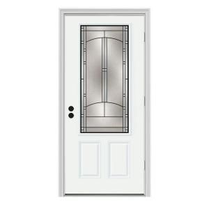 JELD WEN Idlewild 3/4 Lite Painted Steel Entry Door with Primed Brickmold THDJW166700458