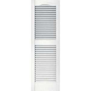 Builders Edge 15 in. x 48 in. Louvered Shutters Pair in #001 White 010140048001