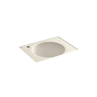 KOHLER Tandem 27 1/2 in. x 22 in. Under Mount Utility Sink with Single Faucet Hole on the Left in Almond K 6654 1LU 47