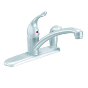 MOEN Chateau Single Handle Kitchen Faucet with Side Spray in Deck Plate in Brushed Chrome 7434BC