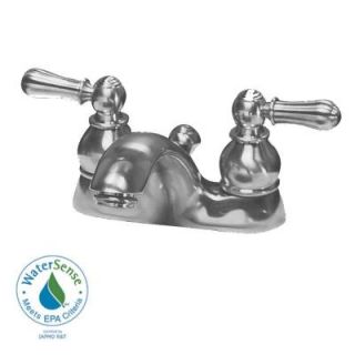 American Standard Hampton 4 in. 2 Handle Low Arc Bathroom Faucet in Satin Nickel with Speed Connect Pop Up Drain 7411.732.295