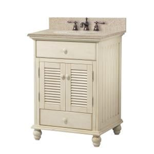 Foremost Cottage 25 in. W x 22 in. D Vanity in Antique White with Granite Vanity Top in Beige CTAABG2522D