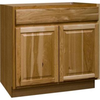 Hampton Bay 36x34.5x24 in. Base Cabinet with Ball Bearing Drawer Glides in Natural Hickory KB36 NHK