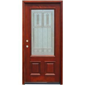 Pacific Entries Traditional 3/4 Lite Stained Mahogany Wood Entry Door M62DBMR