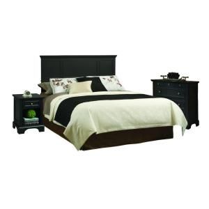 Home Styles Bedford Black Queen Headboard, 2 Nightstands and Chest 5531 5017
