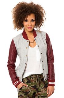 Obey Jacket The Drop Out in Heather Grey and Burgundy