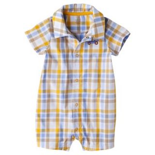 Just One YouMade by Carters Boys Short Sleeve Checked Romper   Yellow/Blue 9 M