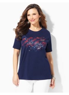 Catherines Plus Size Summer Fireworks Tee   Womens Size 0X, Mariner Navy