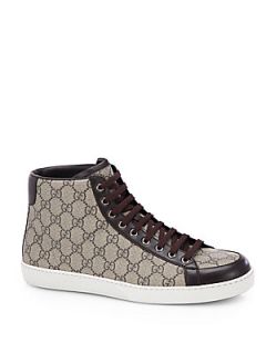 Gucci GG Supreme Canvas High Top Sneakers   Beige