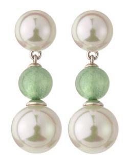 Pearl & Green Quartz Drop Earrings