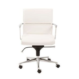 Eurostyle Leif Low Back Leatherette Office Chair with Arms 00678 Color White