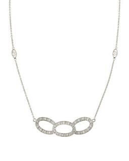 Three Pave Diamond Oval Pendant Necklace