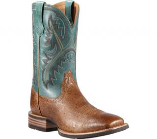 Mens Ariat Smooth Quill Quickdraw   Yuma Tan Smooth Quill Ostrich/Blue Boots