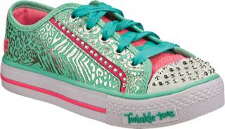 Girls Skechers Twinkle Toes Shuffles Gimmie Glam   Mint/Pink Sneakers