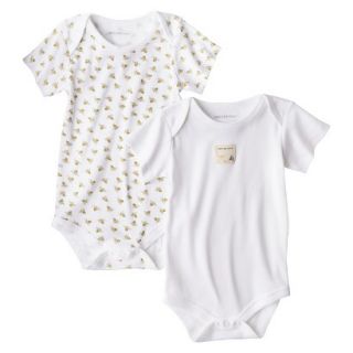 Burts Bees Baby Newborn Organic 2 Pack Short sleeve Bodysuit Set   White/Bee