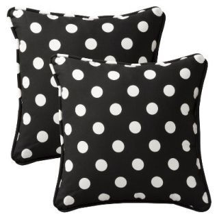 2 Piece Outdoor Toss Pillow Set   Black/White Polka Dot 18