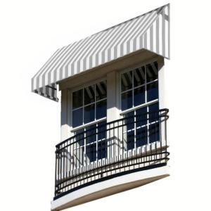 AWNTECH 8 ft. New Yorker Window Awning (31 in. H x 24 in. D) in Gray/White Stripe RN22 8GW