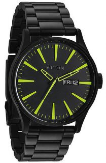 Nixon The Sentry Sterling Silver Watch in All Black Lum