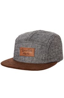 Brixton Hat Cavern 5 Panel Cap in Black and Brown